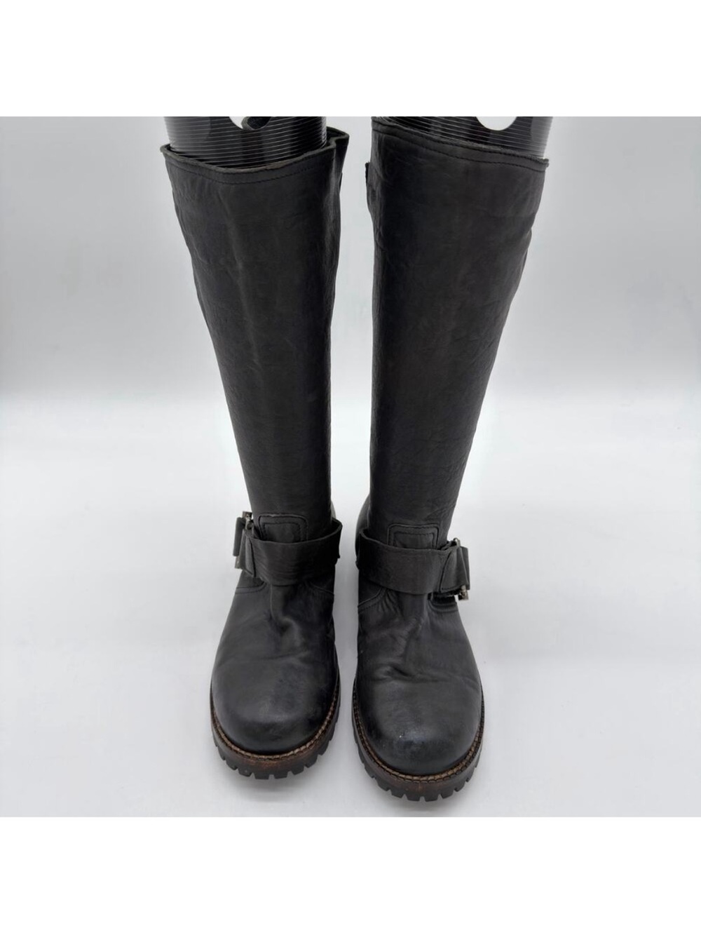 Marni Slouchy Soft Black Buttery Stretch Leather Moto 38 8 Lug Sole Buckle Boots - Picture 7 of 8